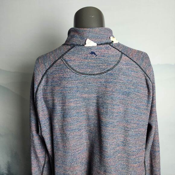 Tommy Bahama Reversible Quarter-Zip Navy Mock Neck Sweater | Men's LT - Picture 9 of 13